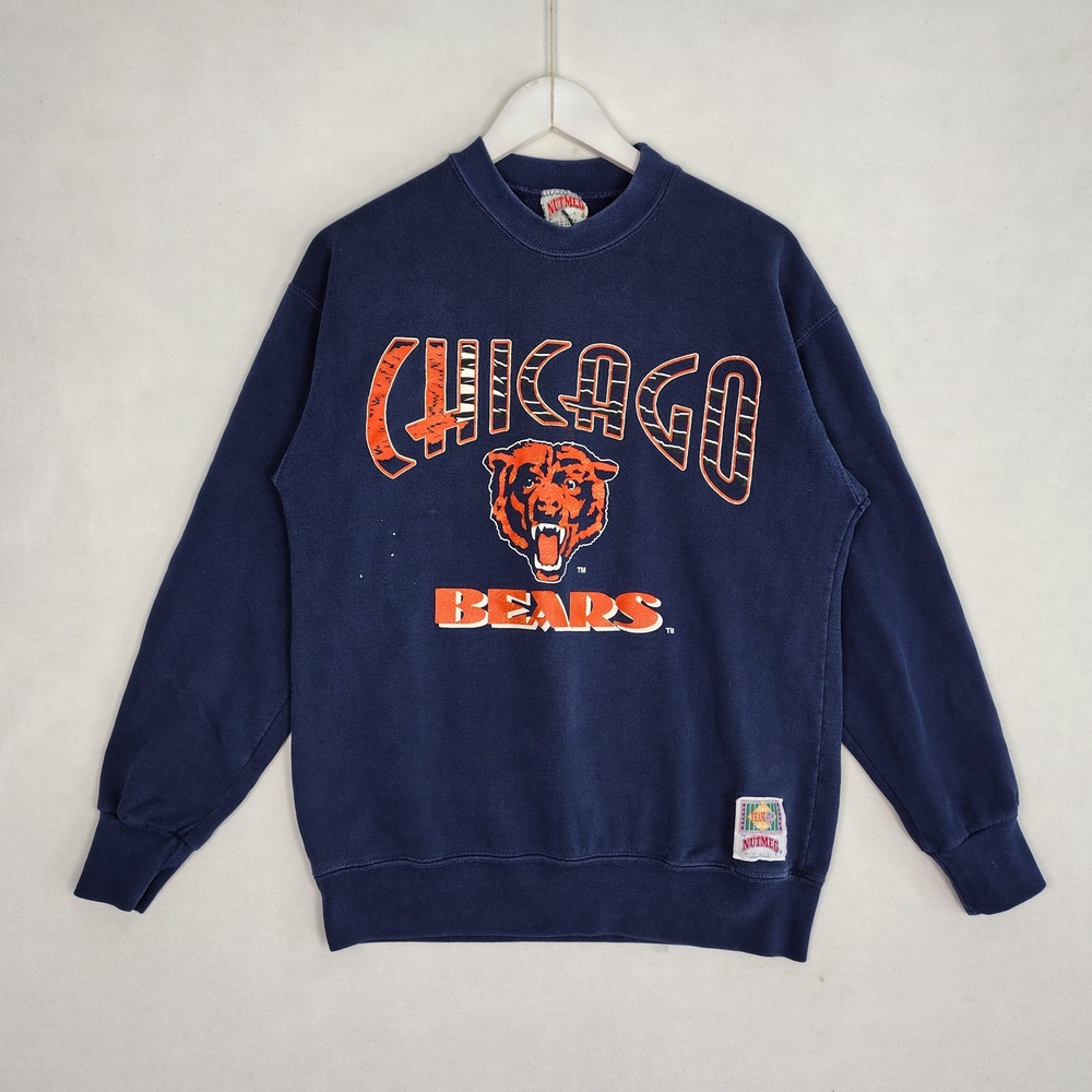 Vintage Nutmeg Mills Chicago Bears Sweatshirt Navy Blue 90s NFL Mens Large